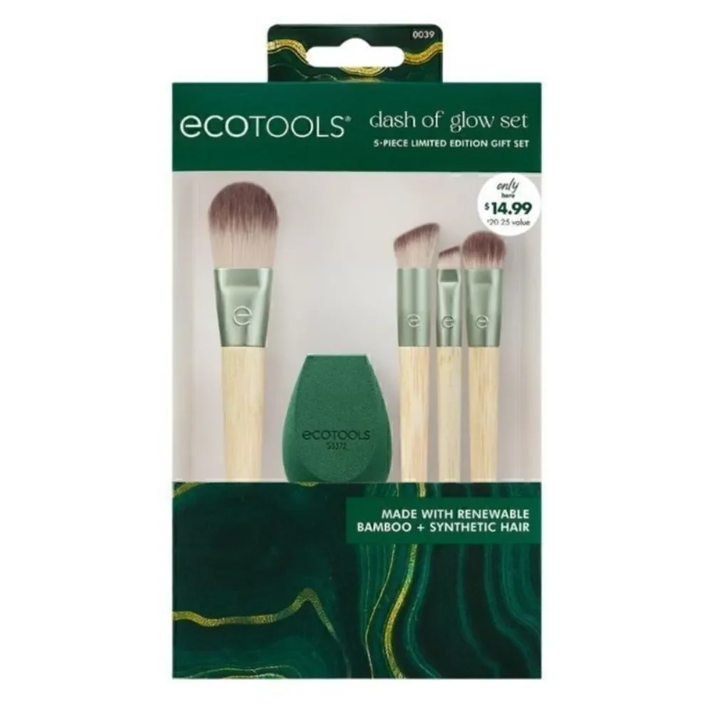 $11🌟 ECOTOOLS Dash Of Glow 5 Piece Limited Edition Makeup Brush Set